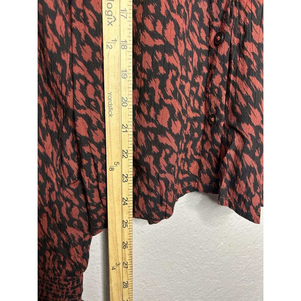 Garnet Hill Red Black Mock Neck Animal Print Long Sleeve Blouse Size Medium - Picture 6 of 11